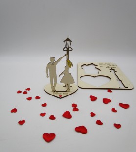 3D Valentine lantern postcard